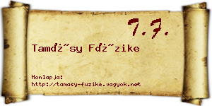 Tamásy Füzike névjegykártya